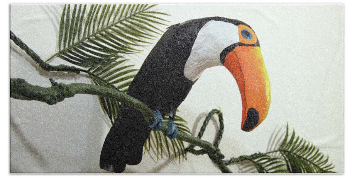 Toucan Bath Towel featuring the mixed media Toby the Toucan by Daniel Gale