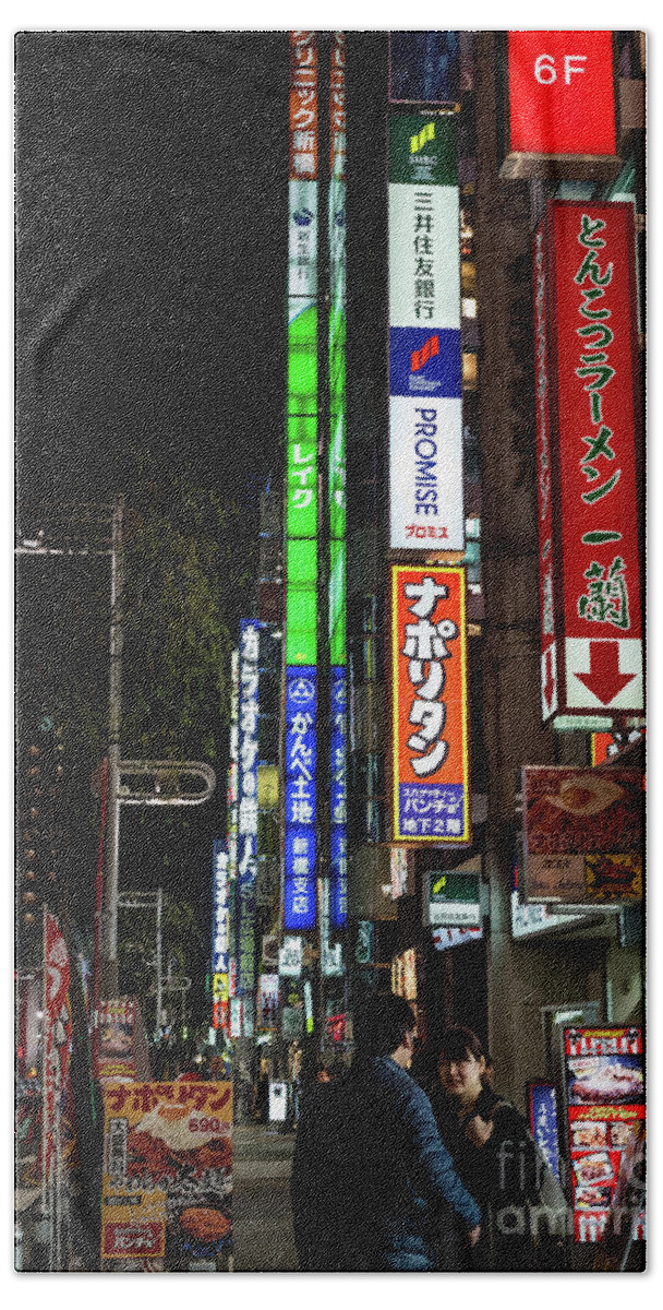 People Bath Towel featuring the photograph Tokyo Neon, Japan by Perry Rodriguez