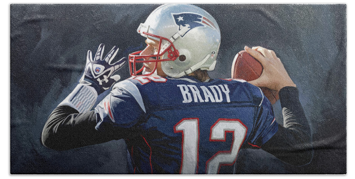 Tom Brady Paintings Hand Towel featuring the painting Tom Brady Artwork by Sheraz A