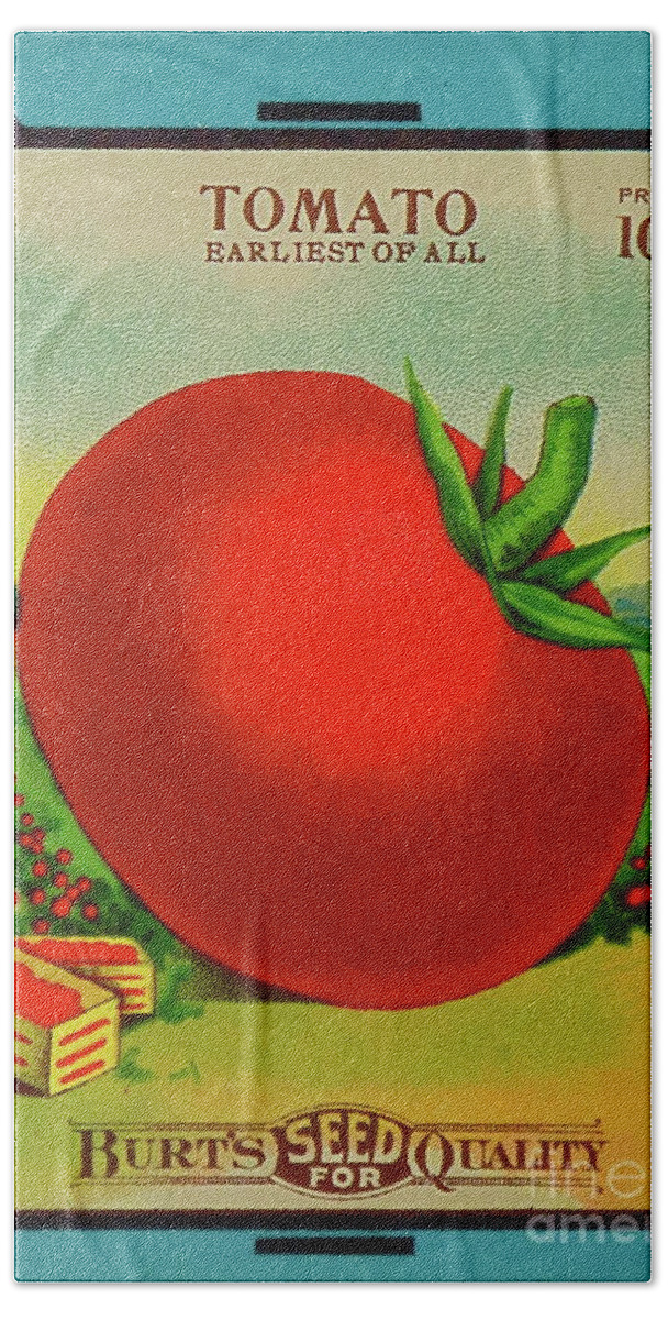 Tomato Seed Package Litho Print - Originally Printed Around 1900. Hand Towel featuring the photograph Tomato Seed Package by Robert Birkenes