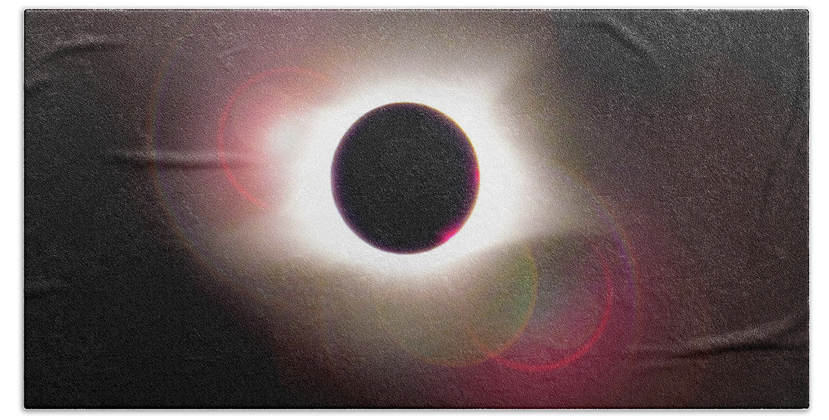 Total Bath Towel featuring the photograph Total Eclipse of the Sun with Solar Flares by Debra and Dave Vanderlaan