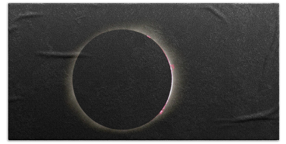 Eclipse Bath Towel featuring the photograph Total Eclipse Solar Flares by Paul Rebmann