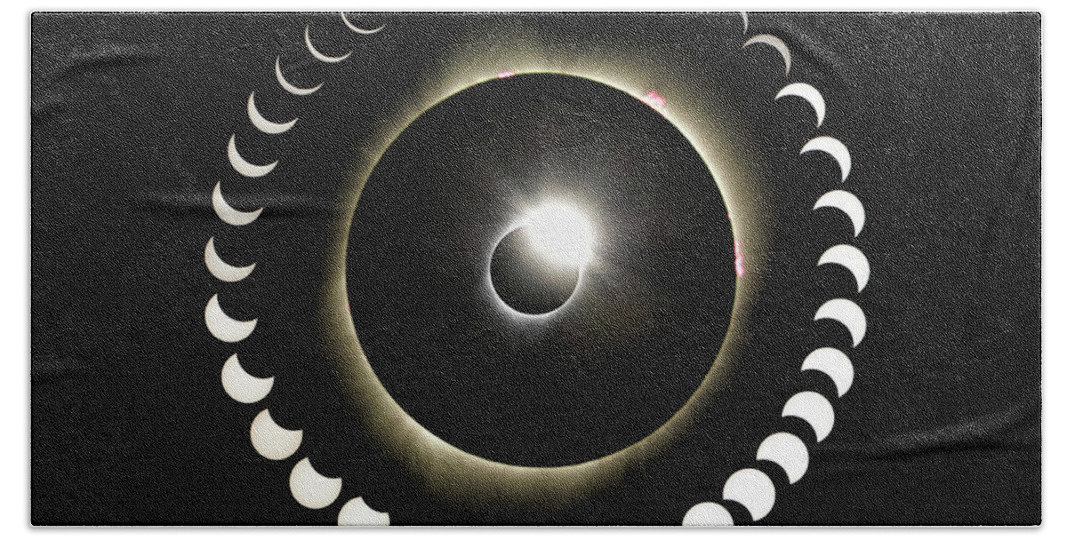 Solar Eclipse Hand Towel featuring the photograph Total Solar Eclipse Composite by Her Arts Desire