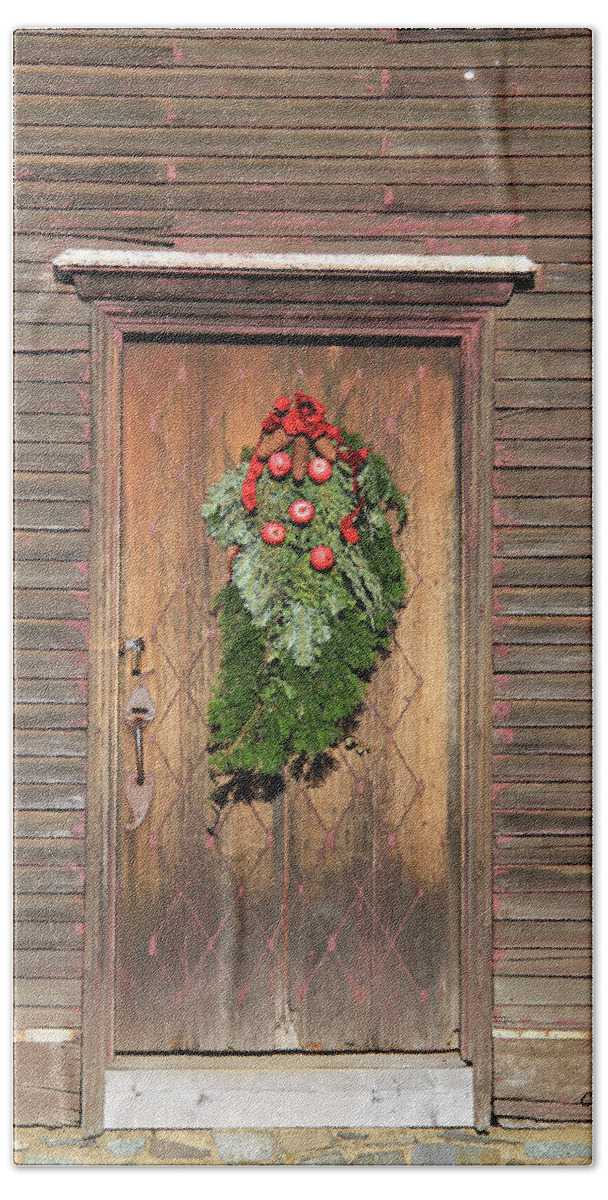Door Bath Towel featuring the photograph Touch Of Christmas by Becca Wilcox