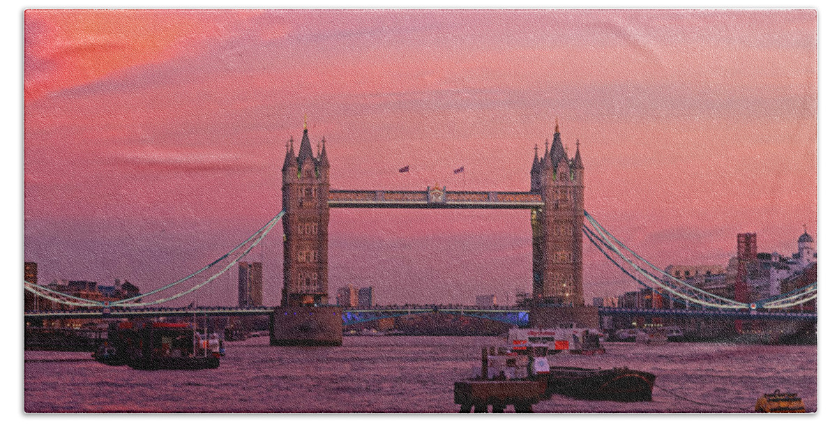 Tower Bridge London Bath Towel featuring the photograph Tower Bridge London by Andy Myatt