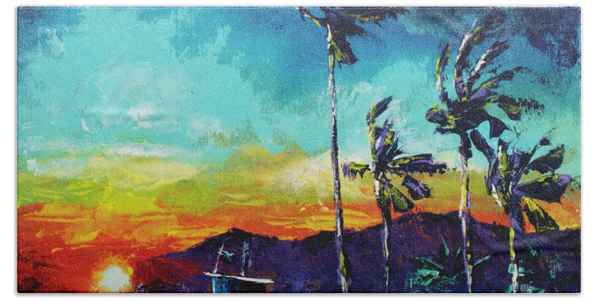 Tropical Art Bath Towel featuring the painting Tower Life 1 by Nelson Ruger