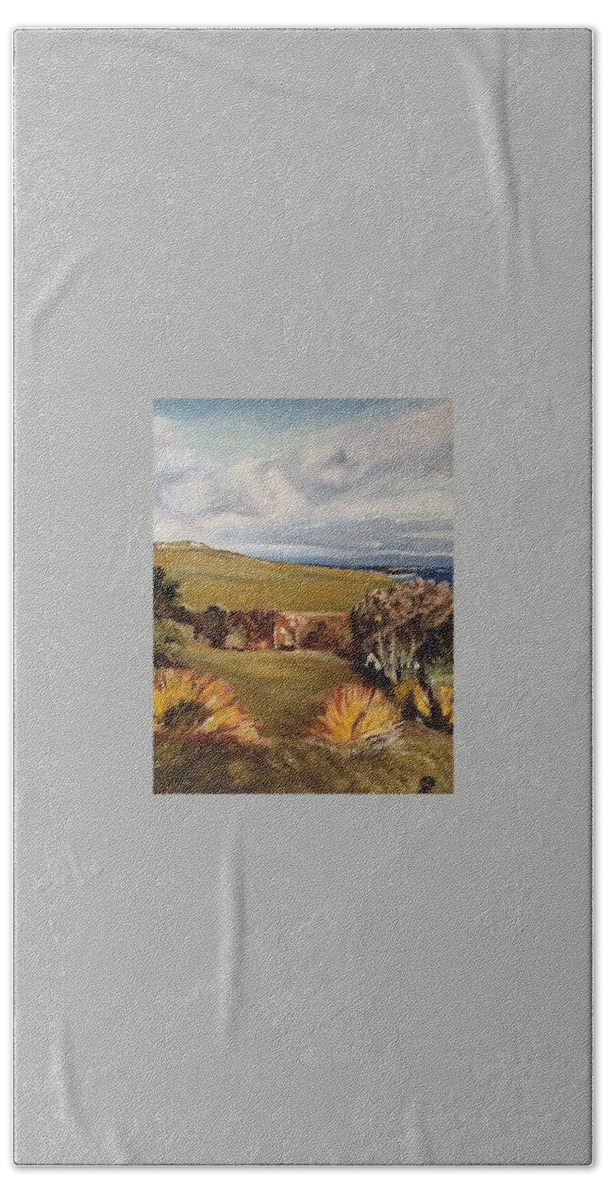 Traigh Bhan Hand Towel featuring the painting Traigh Bhan, Iona by Therese Legere