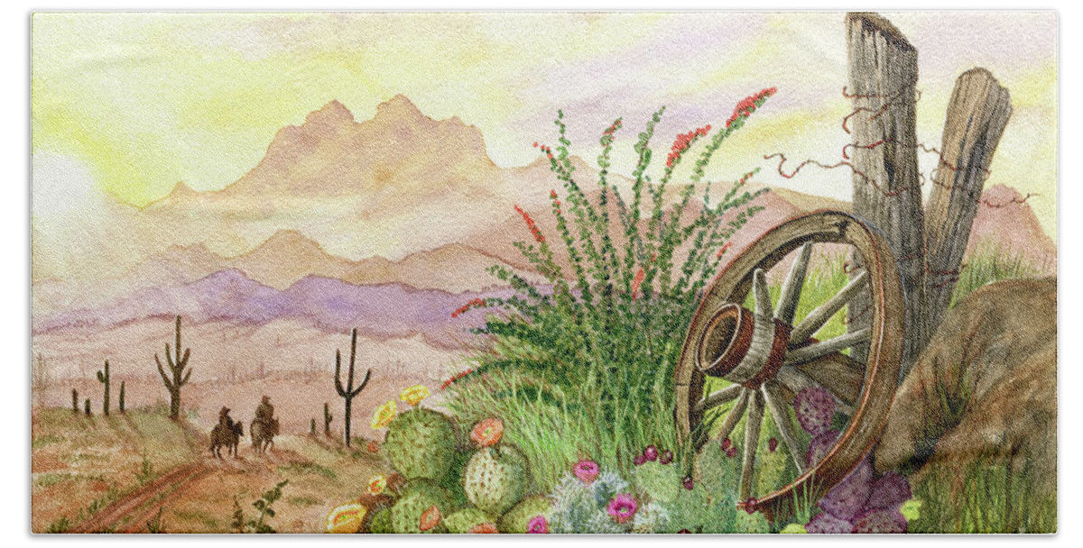 Sunrise Hand Towel featuring the painting Trail At Sunrise by Marilyn Smith