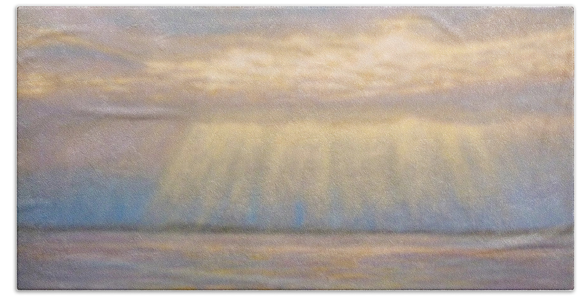 Seascape Hand Towel featuring the painting Tranquility by Joe Bergholm