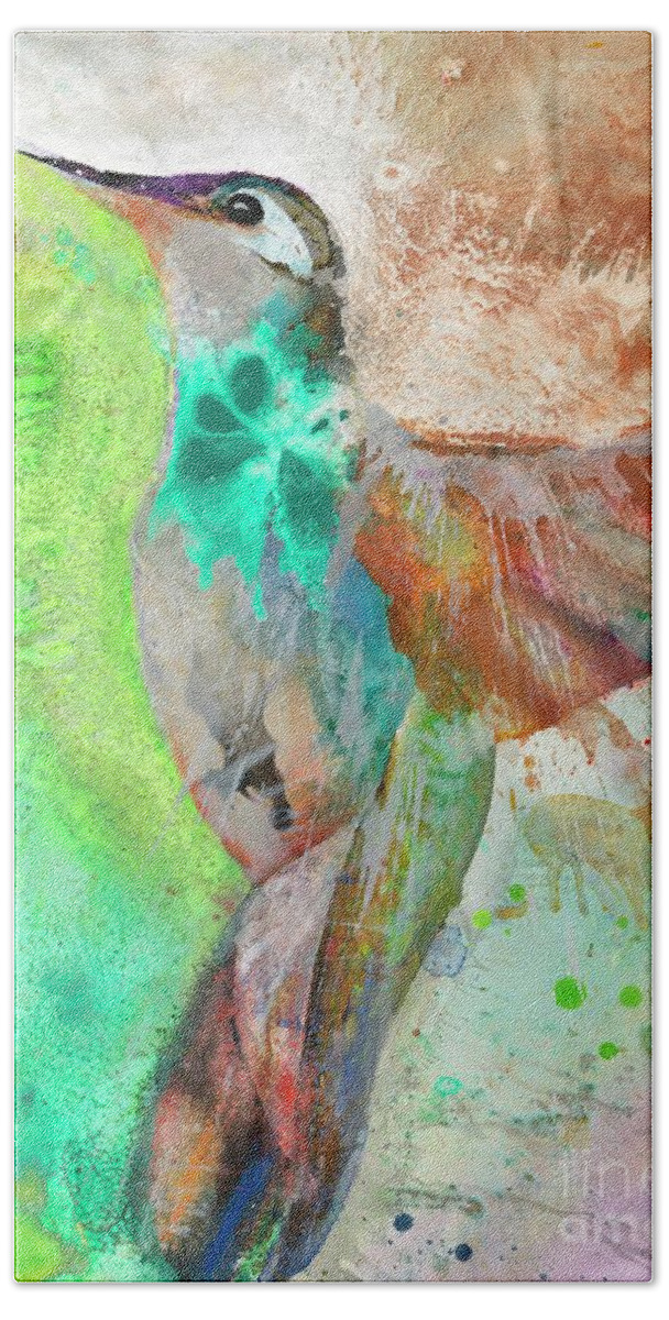 Hummingbird Bath Towel featuring the painting Transparent by Kasha Ritter