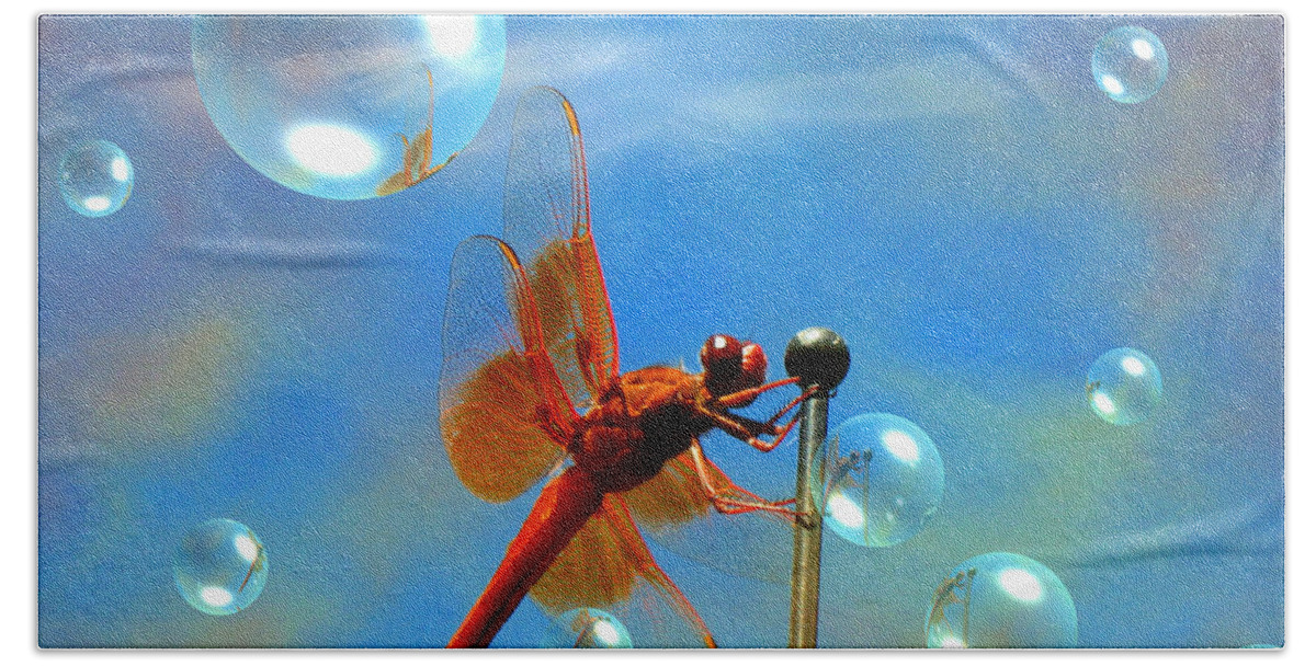 Dragonfly Hand Towel featuring the photograph Transparent Red Dragonfly by Joyce Dickens
