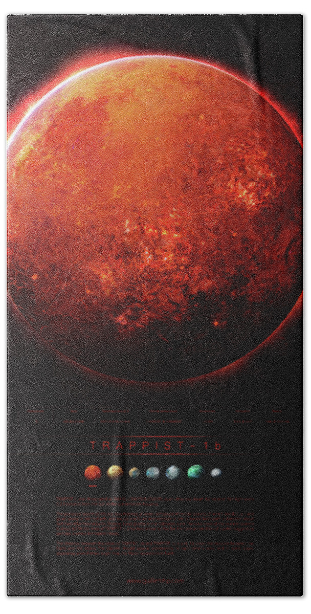 Sciencie Hand Towel featuring the digital art TRAPPIST-1b by Guillem H Pongiluppi
