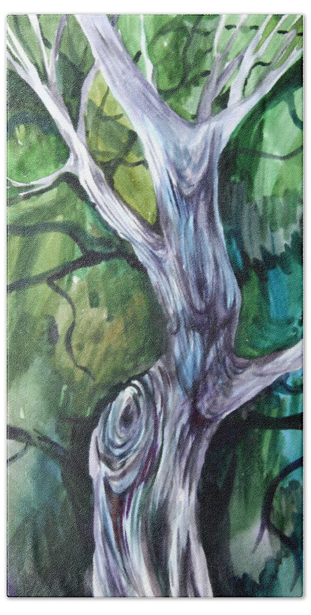 Watercolor Hand Towel featuring the painting Tree by Anna Duyunova