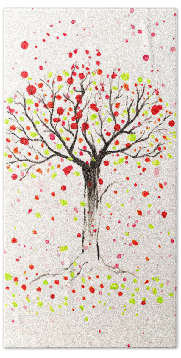 Tree Bath Towel featuring the painting Tree Explosion by Stefanie Forck