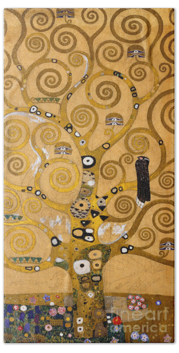 Klimt Bath Sheet featuring the painting Tree of Life by Gustav Klimt