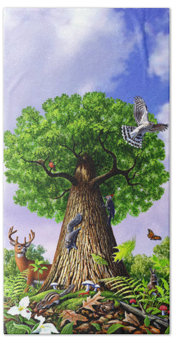 Tree Hand Towel featuring the painting Tree of Life by Jerry LoFaro