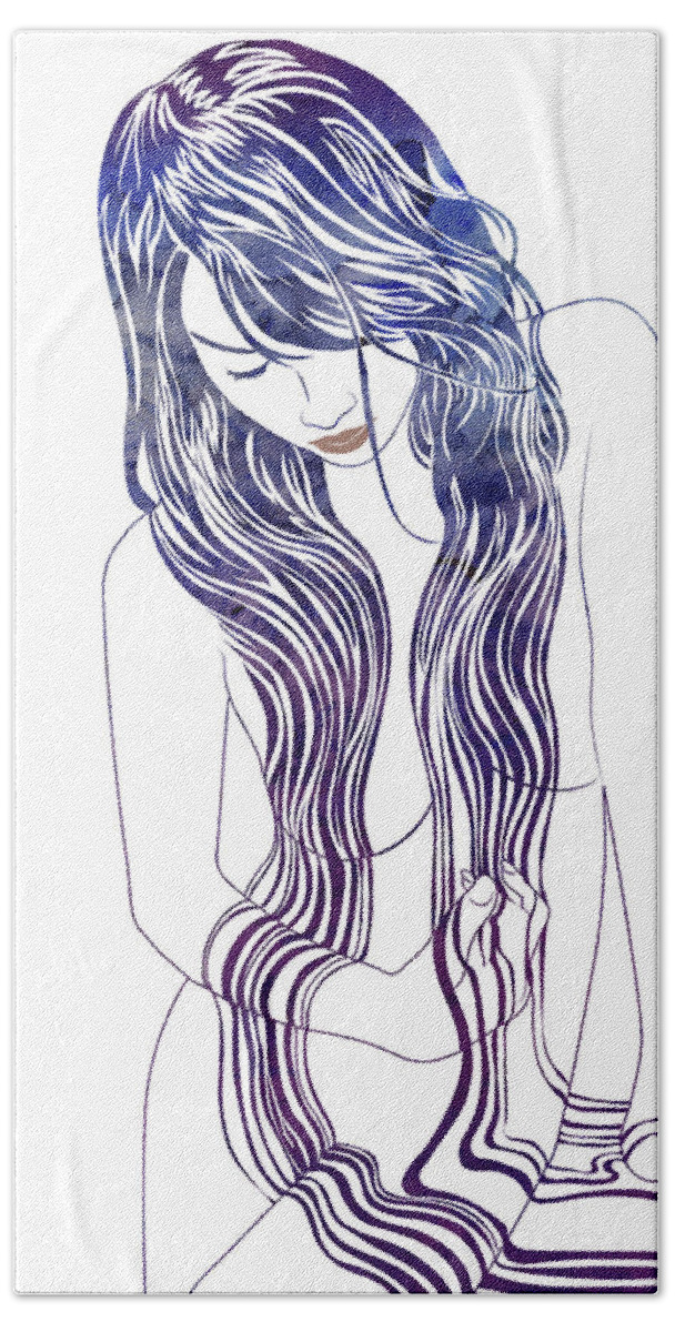 Woman Bath Towel featuring the digital art Tresses II by Stevyn Llewellyn