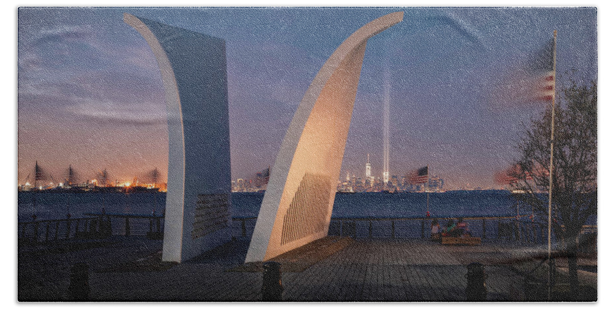 2016 Bath Towel featuring the photograph Tribute in light by Eduard Moldoveanu