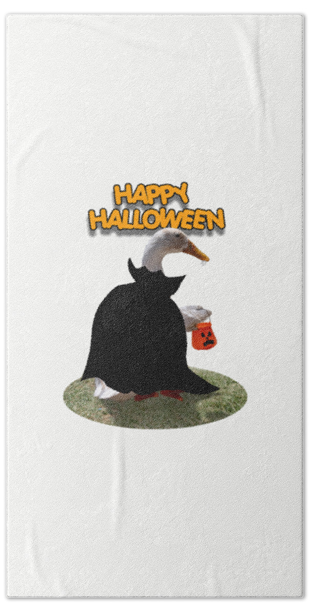  Bath Towel featuring the mixed media Trick or Treat for Count Duckula by Gravityx9 Designs