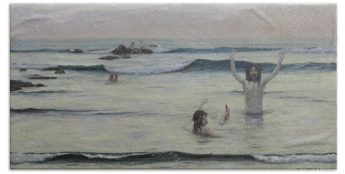 20th Century Painters Bath Towel featuring the painting Tritons by Rupert Bunny