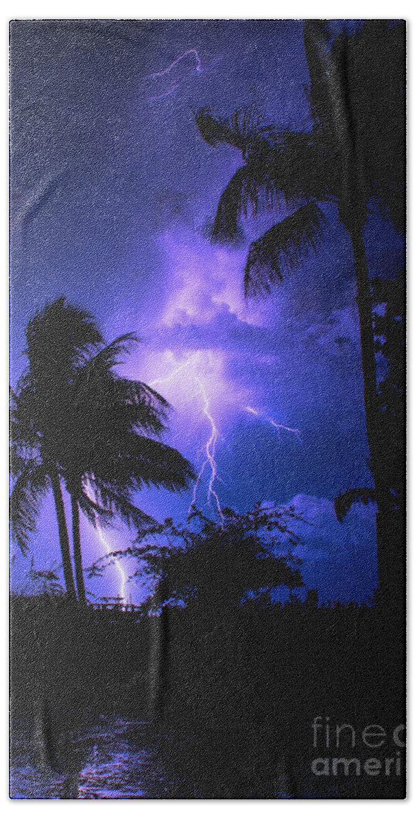 Lightning Bath Towel featuring the photograph Tropical Nights by Quinn Sedam