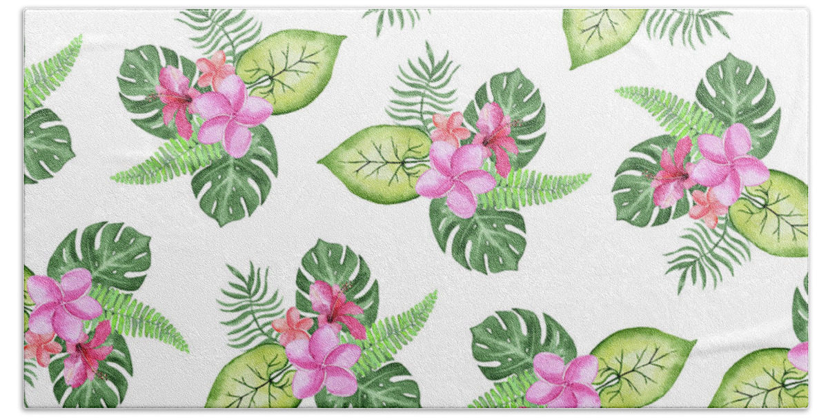 Graphic-design Hand Towel featuring the digital art Tropical by Sylvia Cook