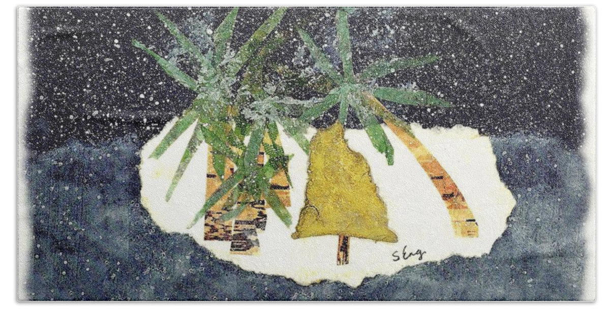 Landscape Bath Towel featuring the mixed media Tropical White Christmas Wishes by Sharon Williams Eng
