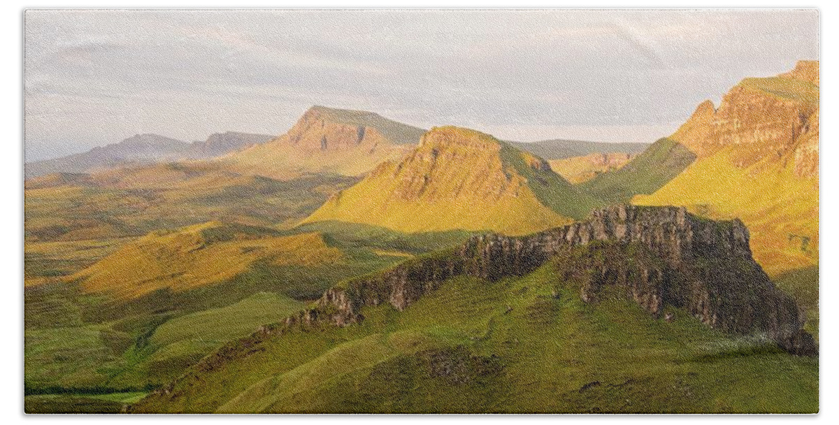 Isle Of Skye Hand Towel featuring the photograph Trotternish Summer Panorama by Stephen Taylor