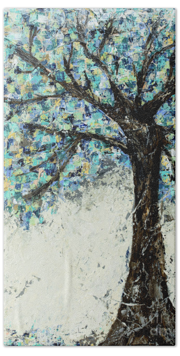 Tree Bath Towel featuring the painting True Colors by Kirsten Koza Reed