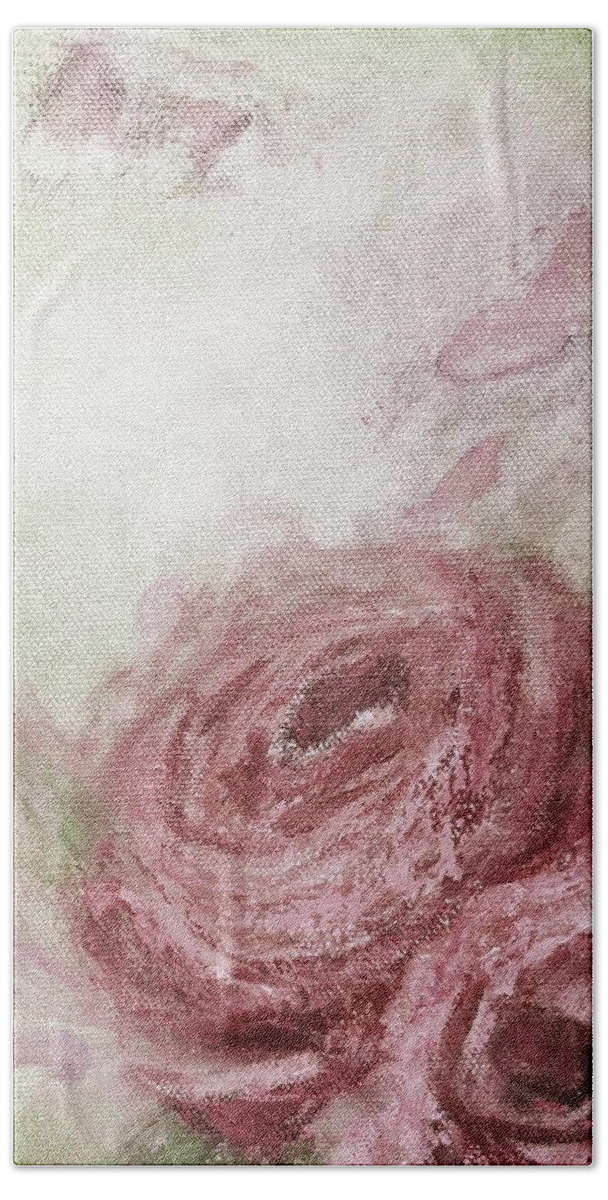 Landscape Art Bath Towel featuring the painting True Delicacy Is Not A Fragile Thing by Teresa Fry
