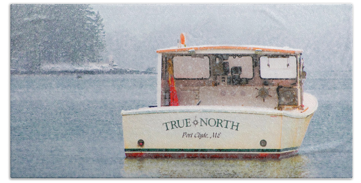 Lobsterboat Hand Towel featuring the photograph True North by Jeff Cooper