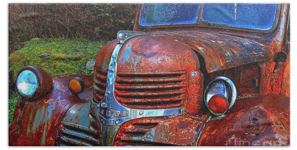 Dodge Truck Bath Towel featuring the photograph Trust Rusty by Adam Jewell