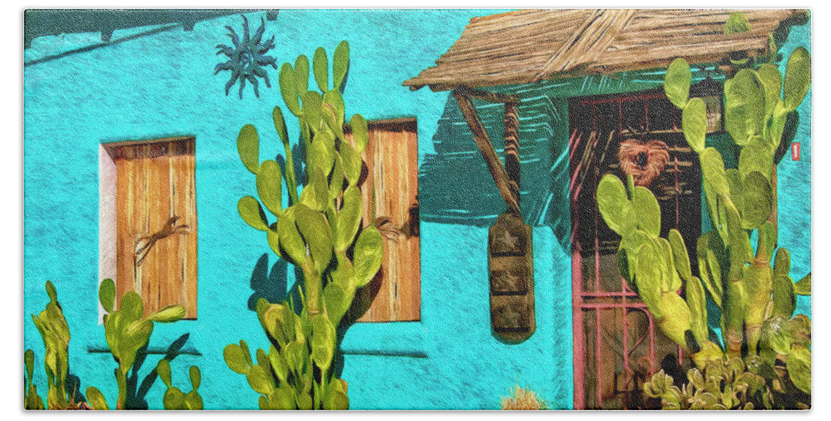Arizona Hand Towel featuring the painting Tucson Blue by Sandra Selle Rodriguez