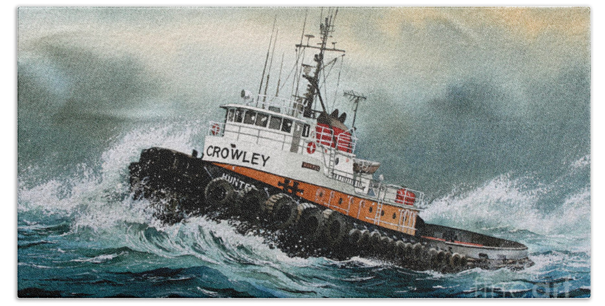 Tugs Hand Towel featuring the painting Tugboat HUNTER CROWLEY by James Williamson