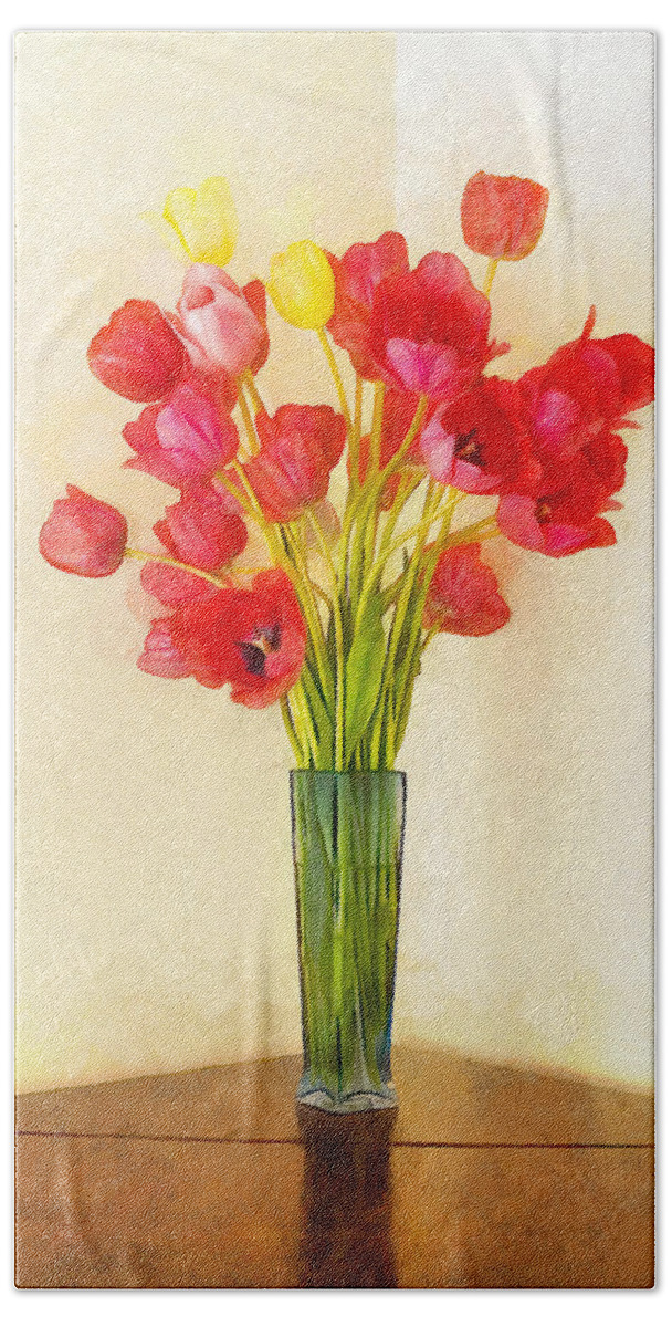 Tulips Bath Towel featuring the digital art Tulip Bouquet by JGracey Stinson