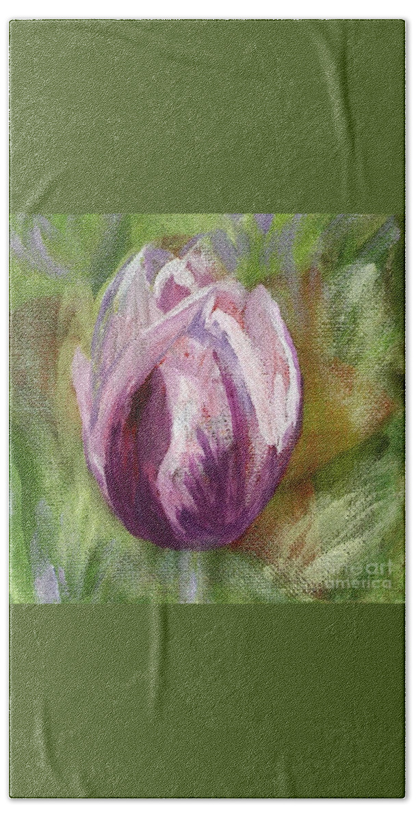 Tulip Hand Towel featuring the painting Tulip by Deb Stroh-Larson