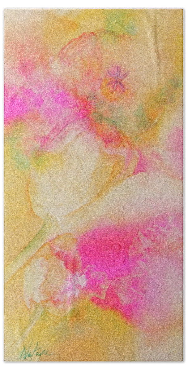 Tulips Hand Towel featuring the painting Tulip Fantasia by Nataya Crow