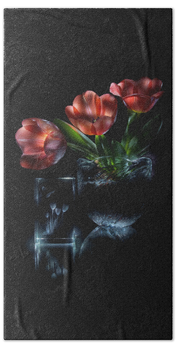 Still Bath Towel featuring the photograph Tulips by Alexey Kljatov