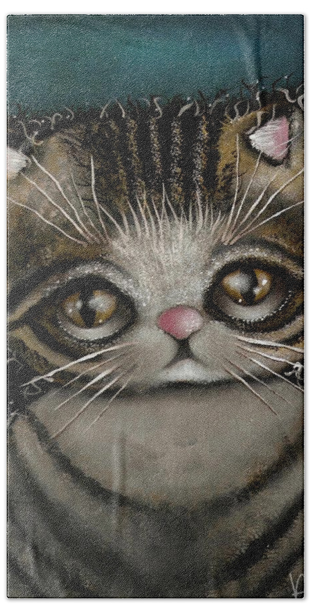 Kittie Cat Hand Towel featuring the painting Tully by Abril Andrade