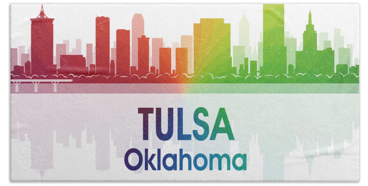 Tulsa Hand Towel featuring the digital art Tulsa OK 1 Squared by Angelina Tamez