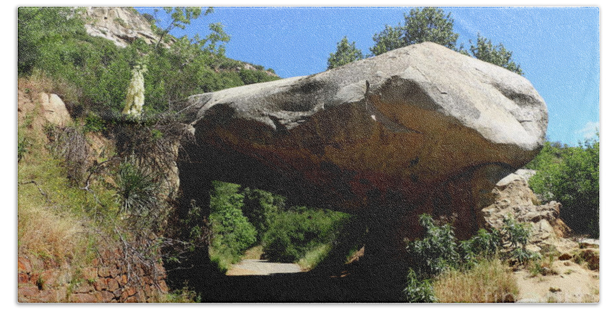 Generals Hwy In California Bath Towel featuring the photograph Tunnel Rock Generals Hwy in California by Christiane Schulze Art And Photography
