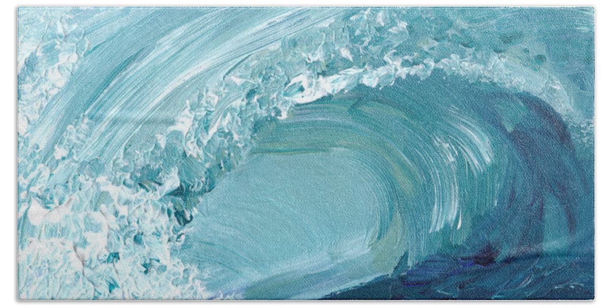 Wave Hand Towel featuring the painting Turquoise Room by Shelley Myers