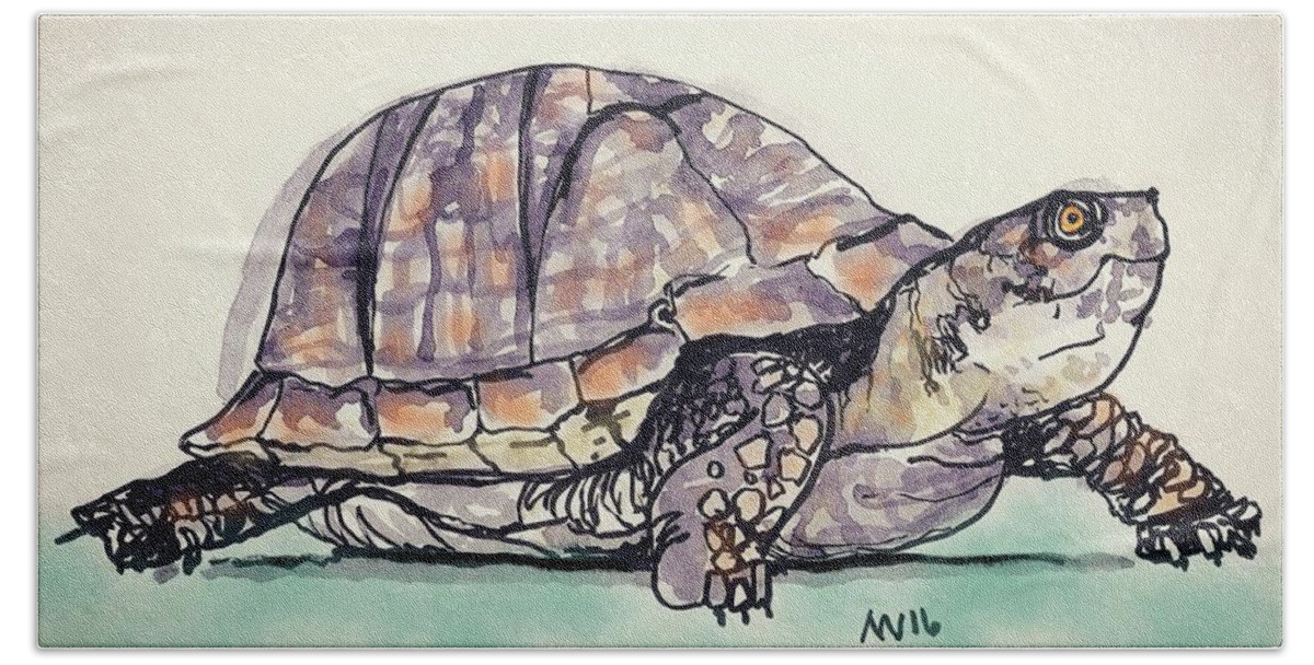 Turtle Hand Towel featuring the digital art Turtle by AnneMarie Welsh