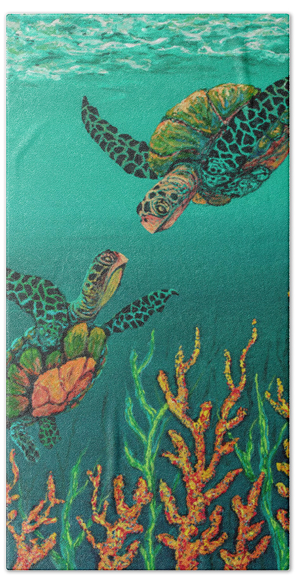 Animal Bath Towel featuring the painting Turtle Love by Darice Machel McGuire