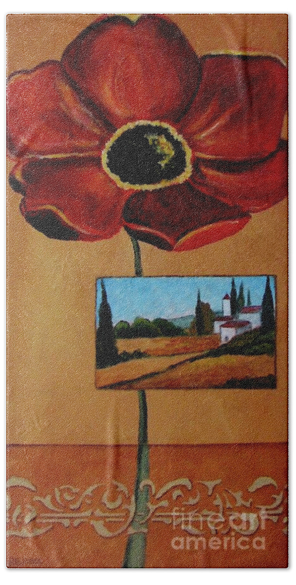 Cityscape Bath Towel featuring the photograph Tuscan Poppy Postcard by Finest Italian Art