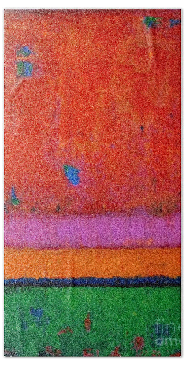Abstract Bath Towel featuring the painting Twice To by Vesna Antic