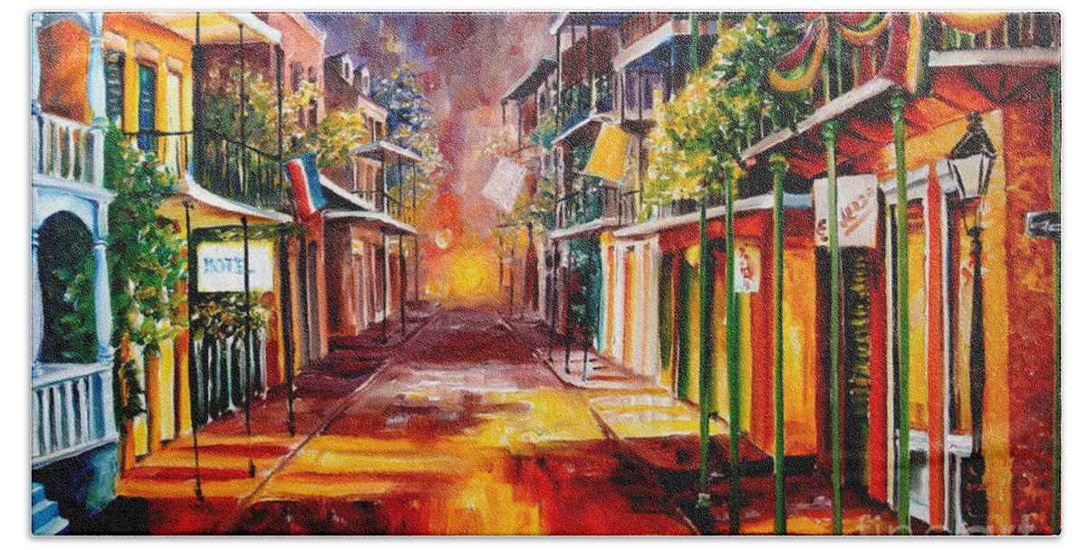 New Orleans Hand Towel featuring the painting Twilight in New Orleans by Diane Millsap