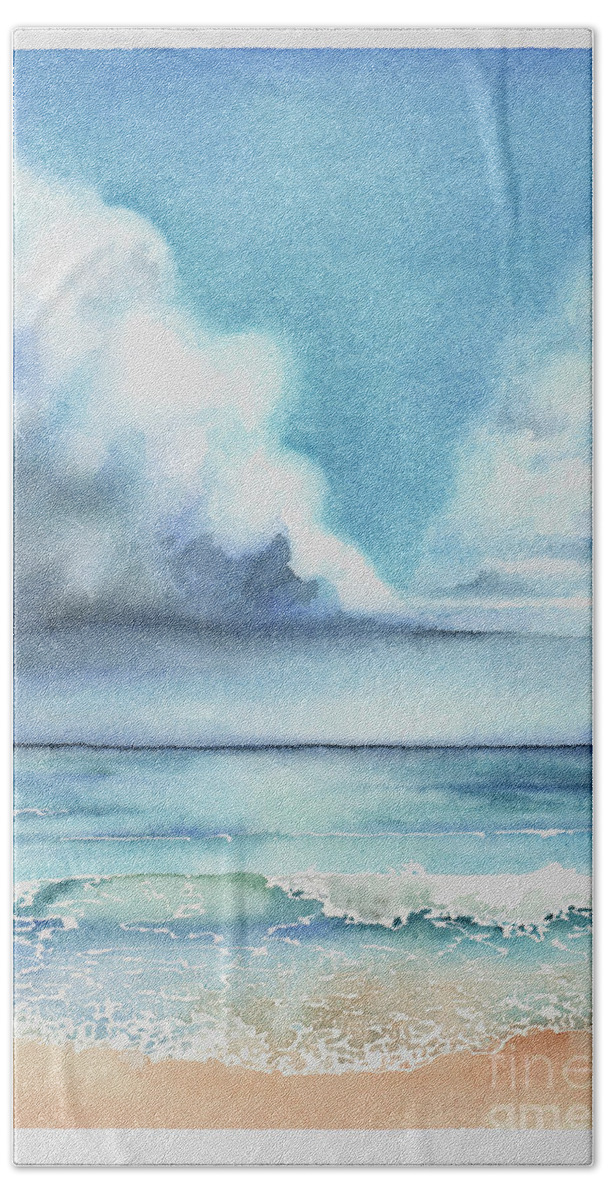 Gulf Coast Bath Towel featuring the painting Twin Clouds by Hilda Wagner