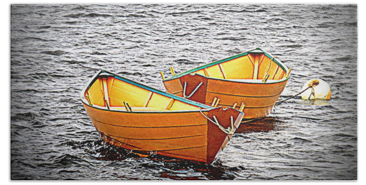 Two Dories Hand Towel featuring the photograph Two Dories by Suzanne DeGeorge