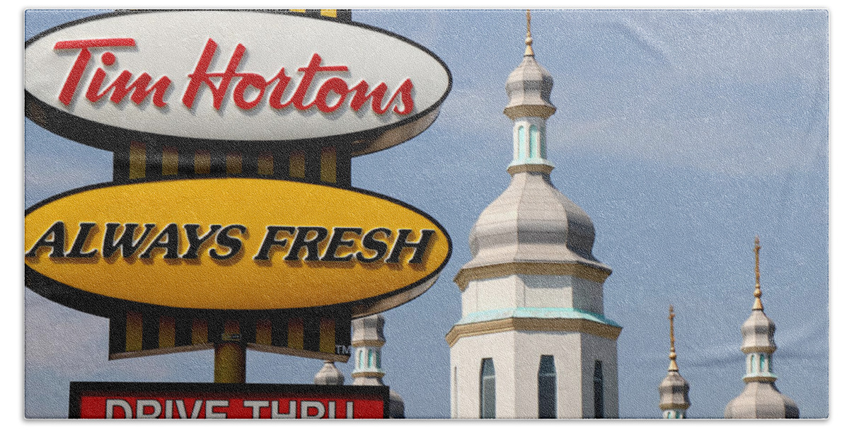Tim Hortons Hand Towel featuring the photograph Two Religions by Andrew Fare